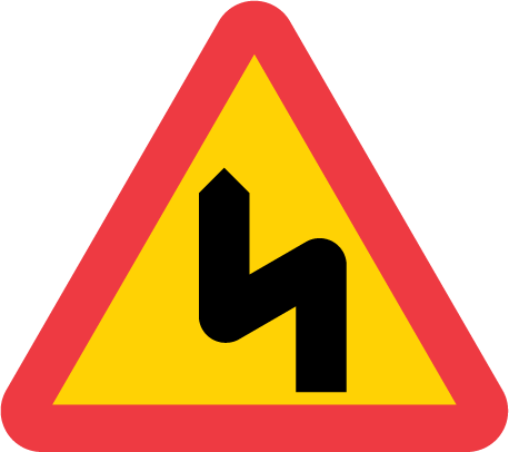 Flera farliga kurvor, den första till vänster